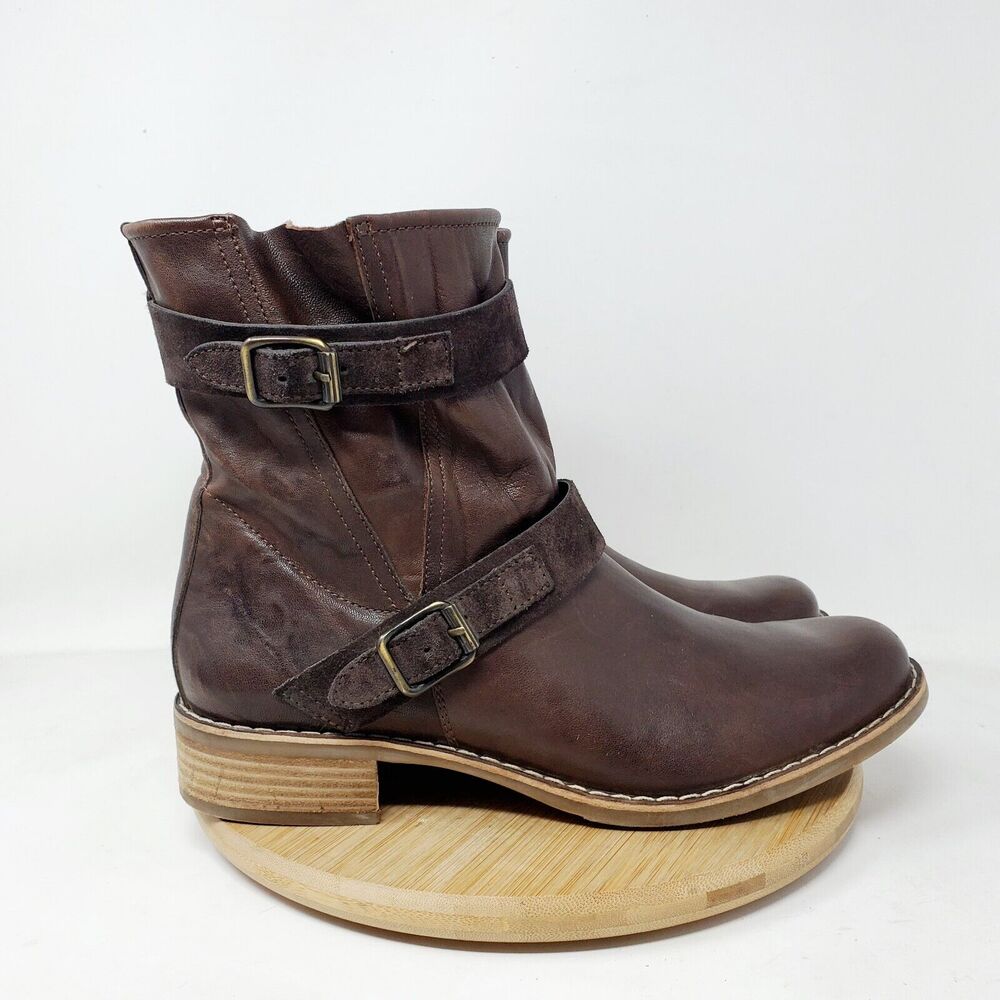 Paul Green Dark Brown Leather Buckle Ankle Boots